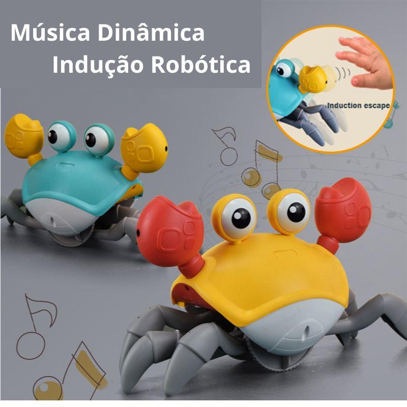 Brinquedo Caranguejo Fujão Toca Musica Sensor Indução Robô